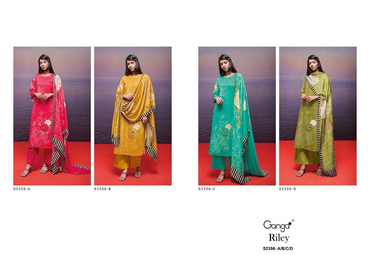 Riley-2356 Ganga Cotton Plazzo Style Suits