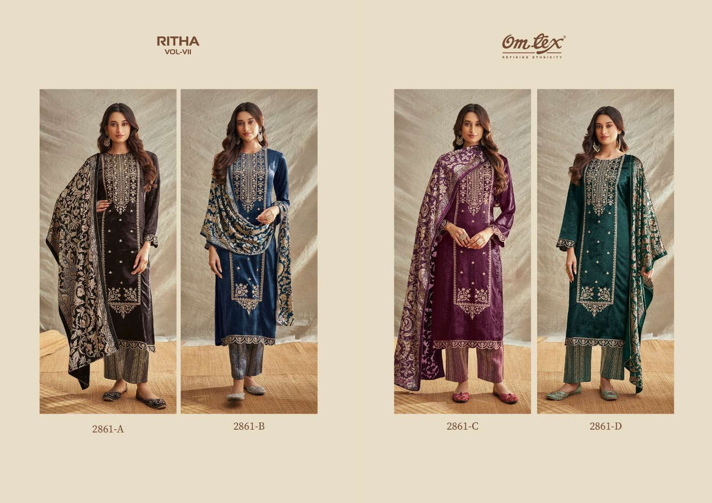 Ritha Vol 7 Omtex Velvet Plazzo Style Suits