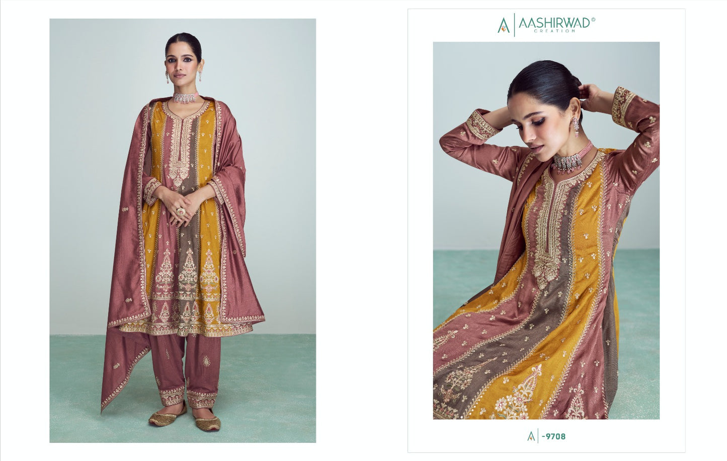 Riwaaz-Nx-Colour Aashirwad Creation Silk Pakistani Readymade Suits