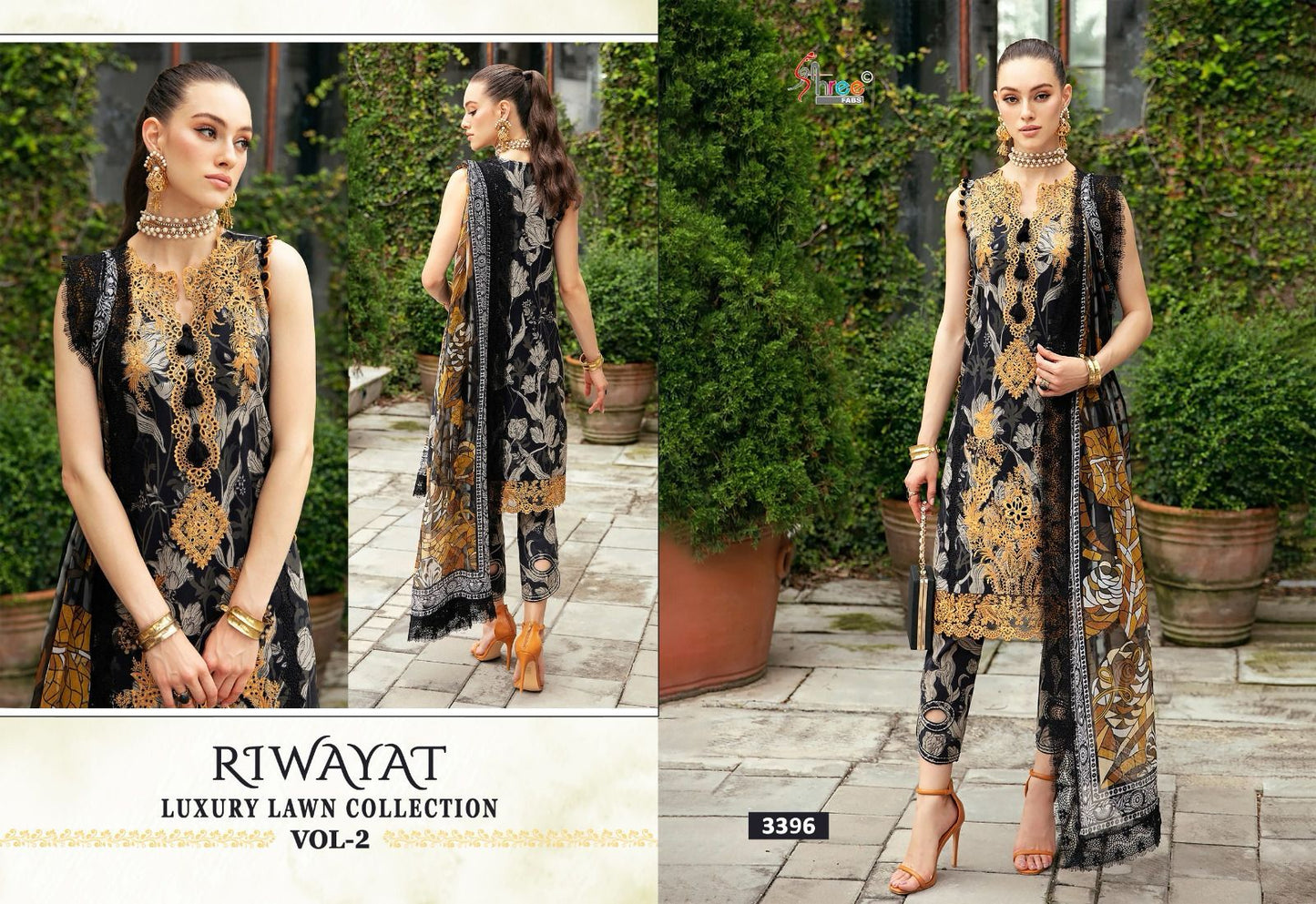 Riwayat Luxury Lawn Vol 2 Shree Fabs Lawn Cotton Pakistani Patch Work Suits