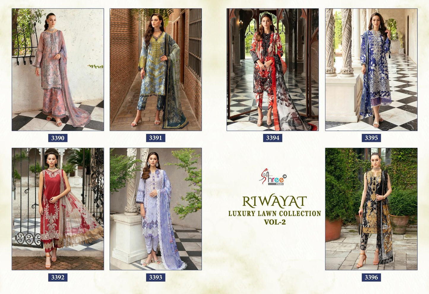 Riwayat Luxury Lawn Vol 2 Shree Fabs Lawn Cotton Pakistani Patch Work Suits