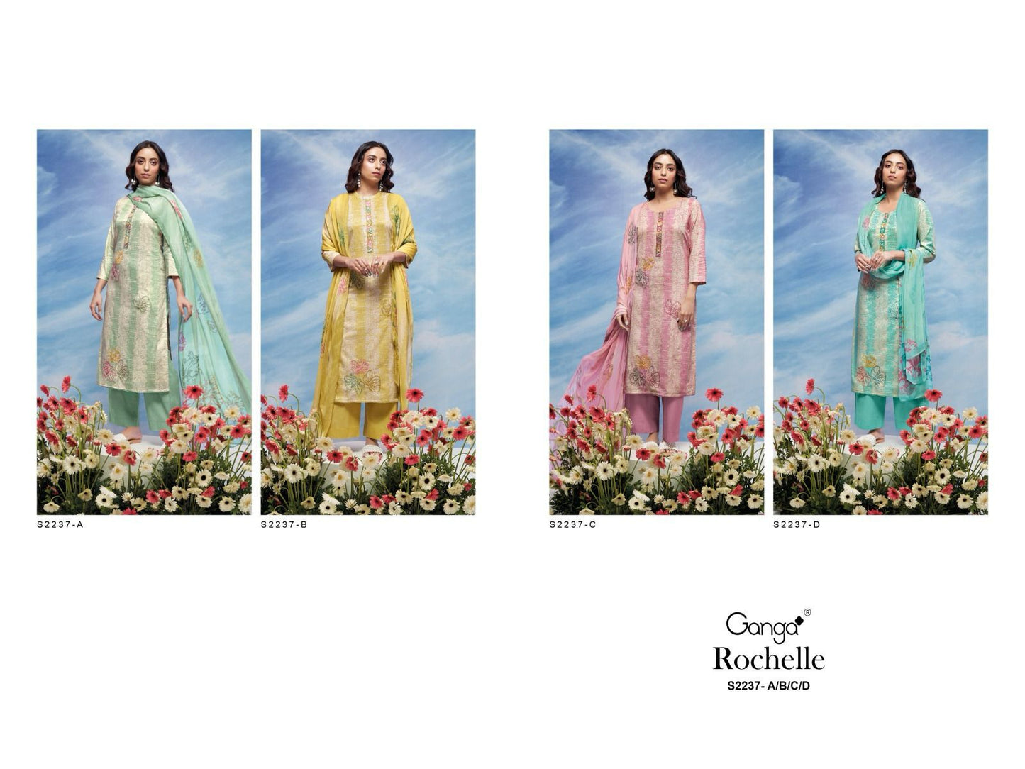 Rochelle-2237 Ganga Cotton Plazzo Style Suits