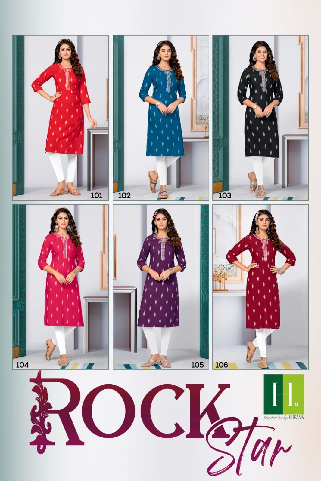 Rockstar H Dot Rayon Knee Length Kurtis