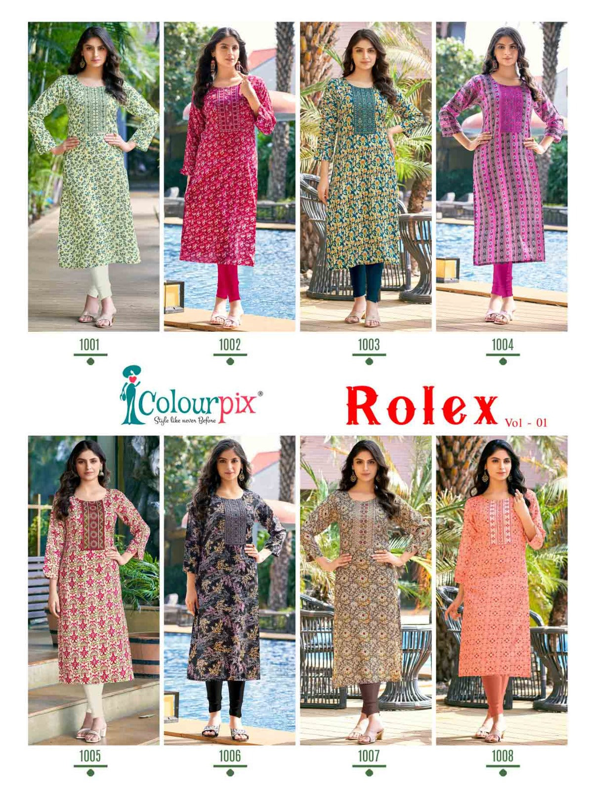 Rolex Vol 1 Colour Pix Reyon Long Straight Kurti