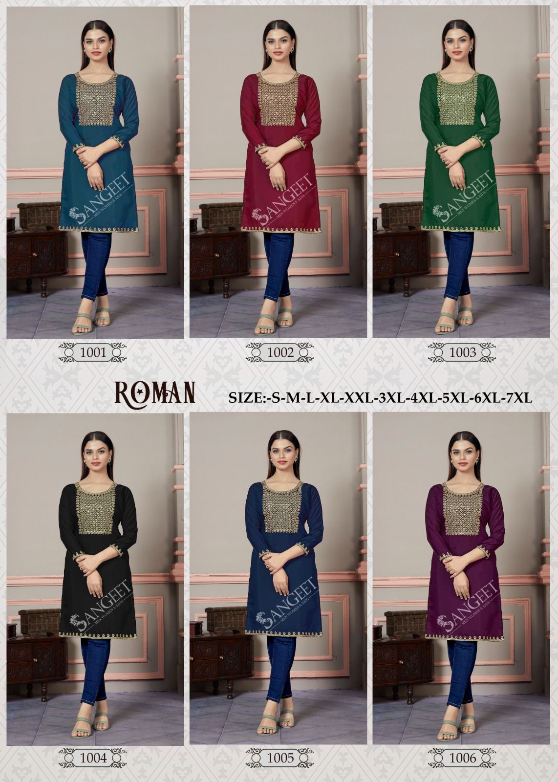 Roman Sangeet Roman Silk Knee Length Kurtis