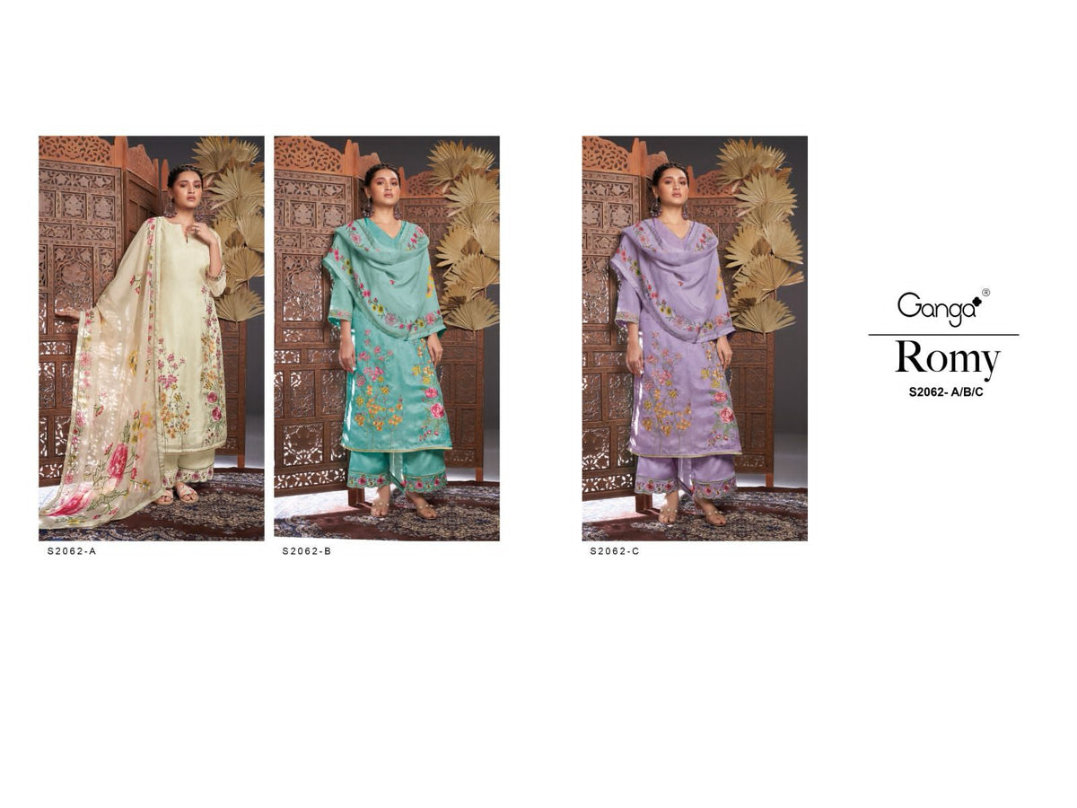 Romy 2062 Ganga Habutai Silk Plazzo Style Suits