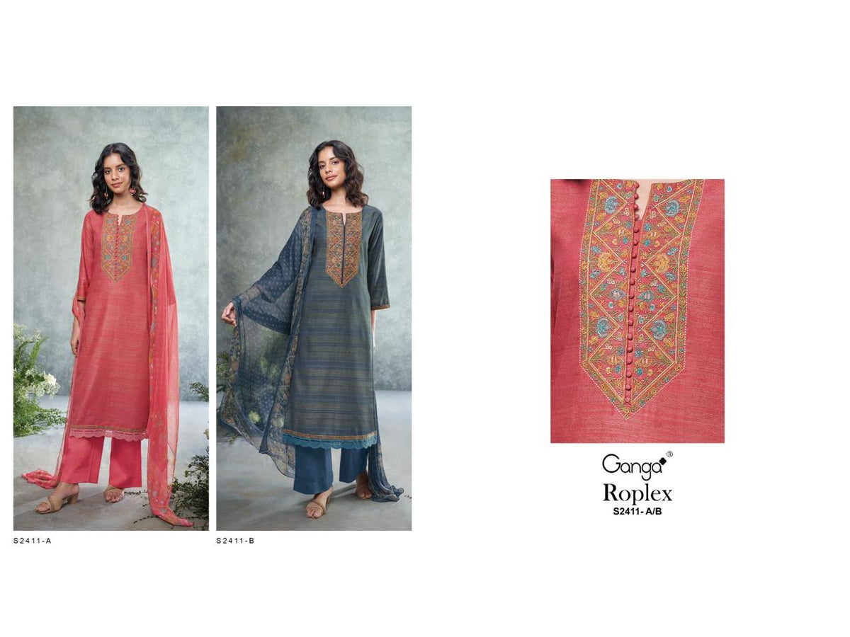 Roplex 2411 Ganga Woven Solid Plazzo Style Suits