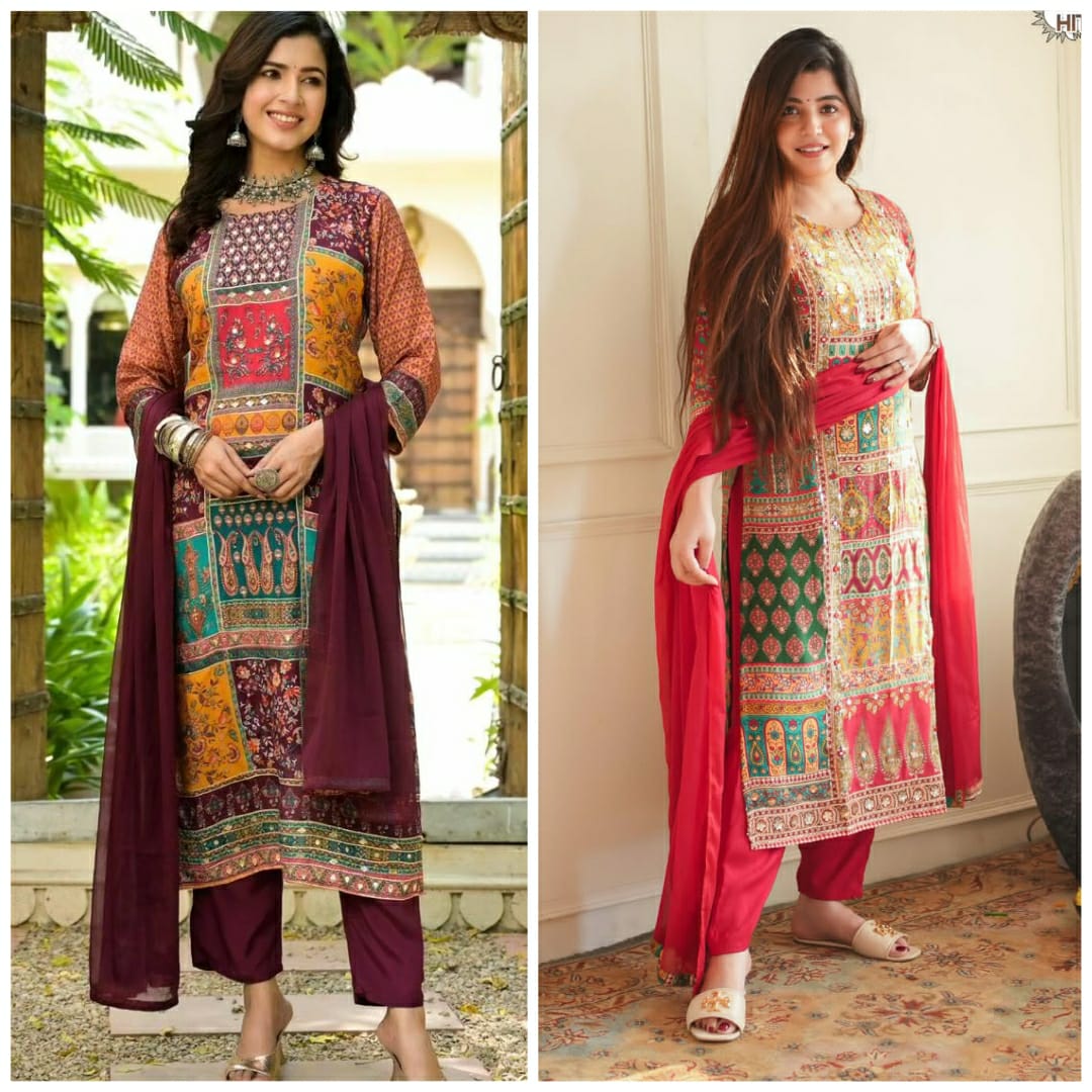 Rose Berry Aarohi Muslin Readymade Pant Style Suits