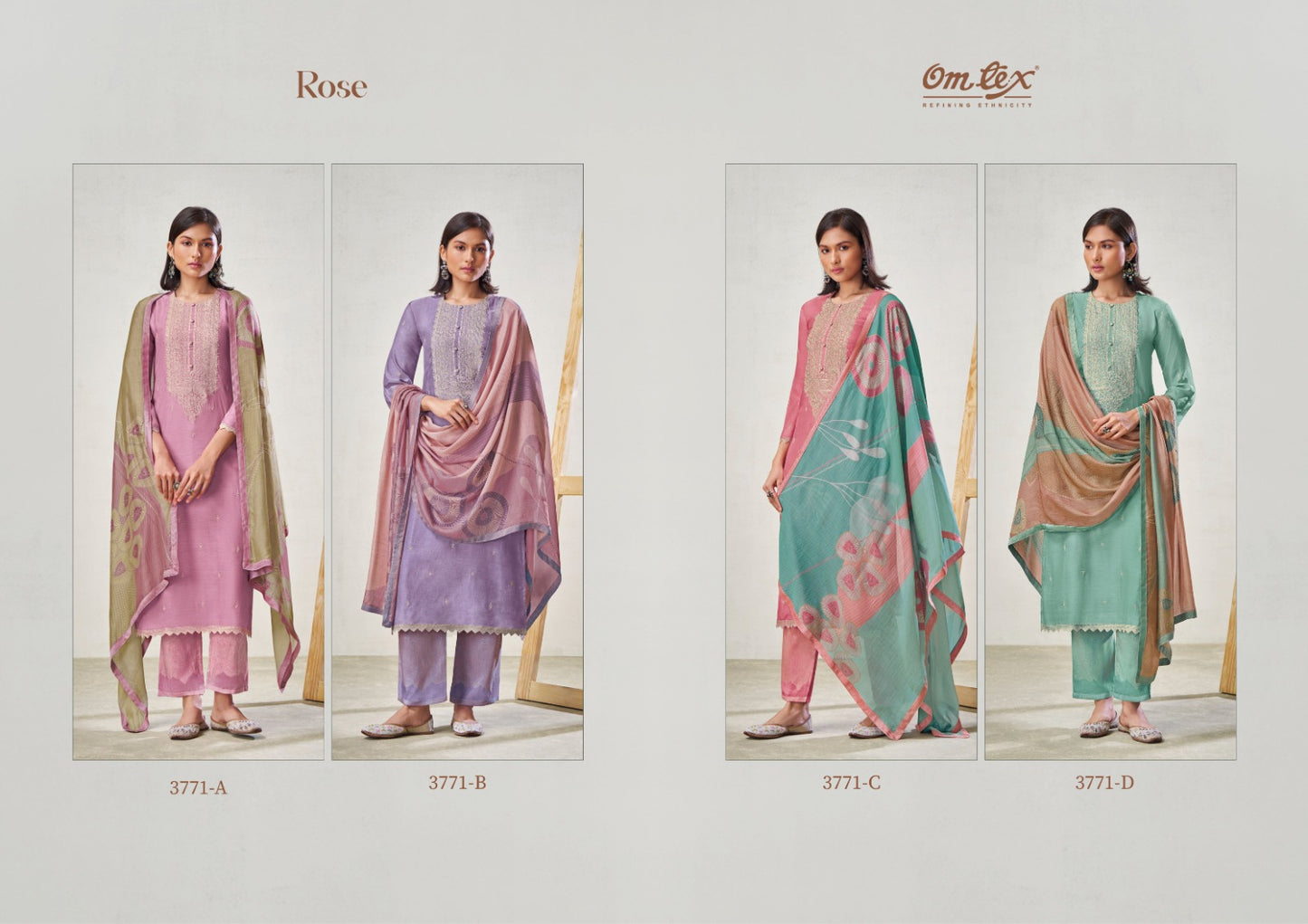 Rose Omtex Silk Pant Style Suits