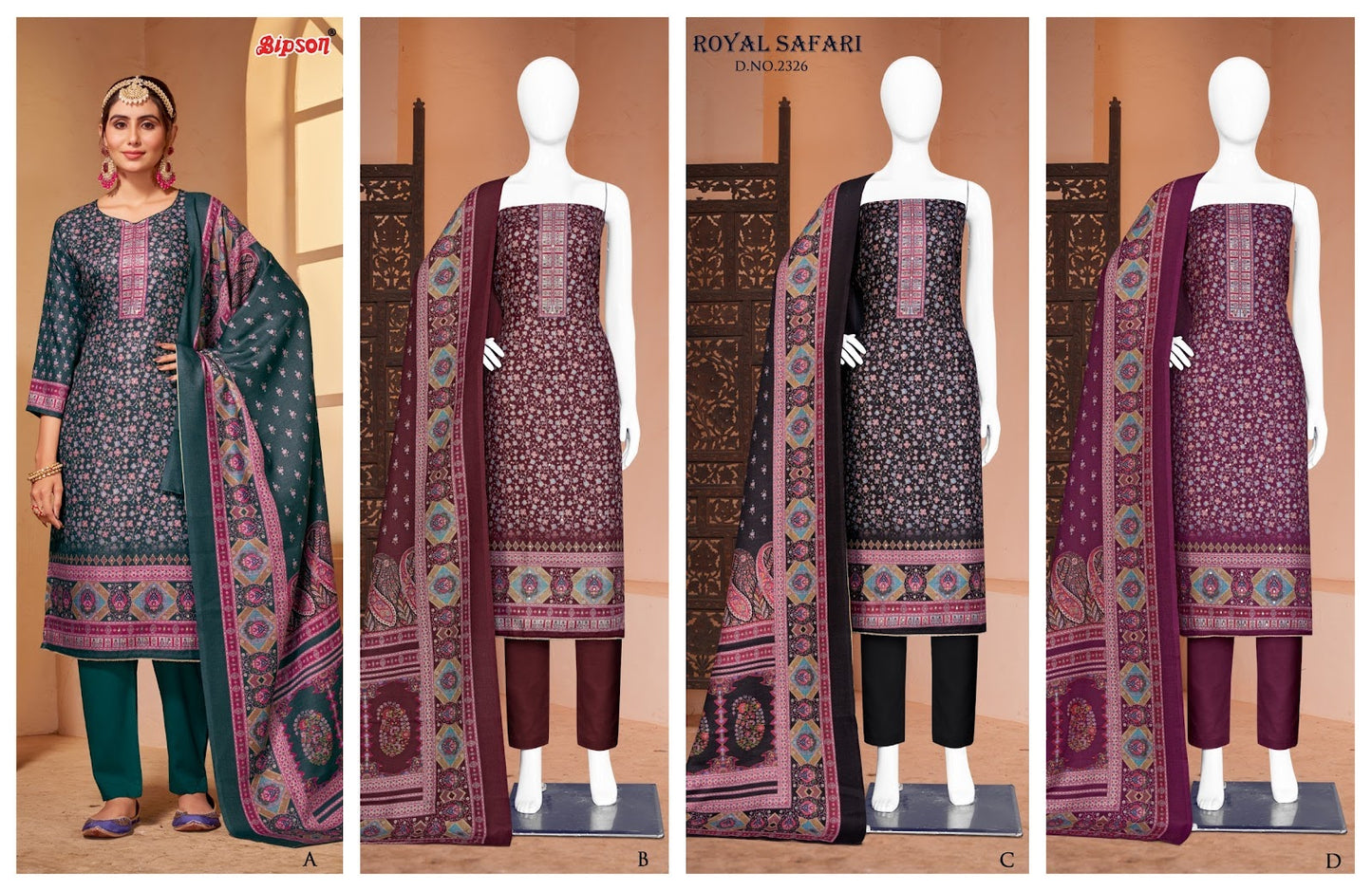 Royal Safari 2326 Bipson Prints Pashmina Suits