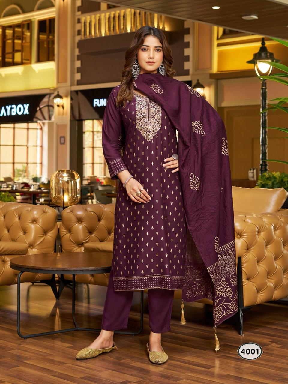 Royal Touch Vol 4 Blue Hills Rayon 14Kg Readymade Pant Style Suits