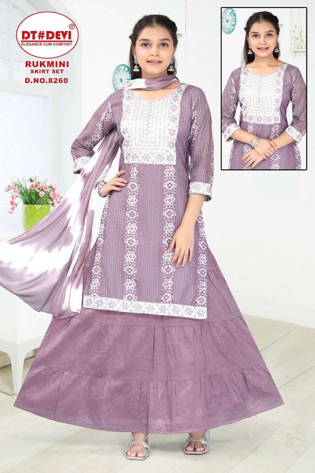 Rukmini-8260 Dt Devi Silk Readymade Skirt Style Suits
