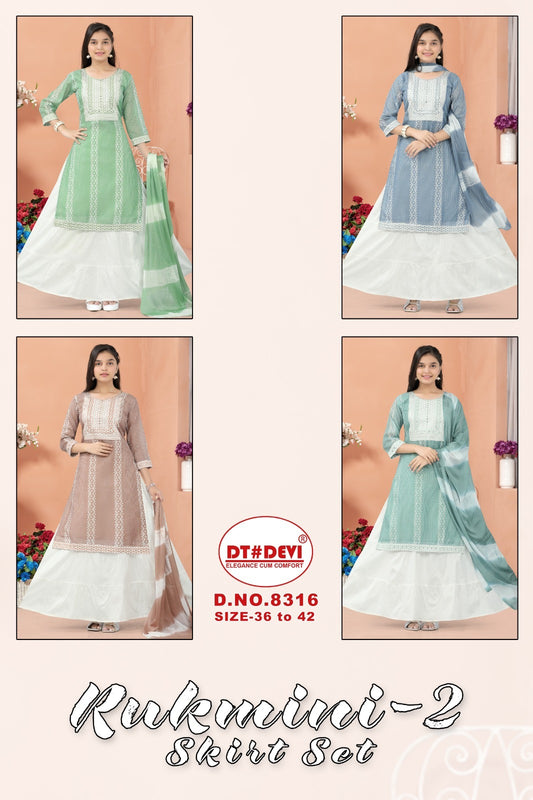 Rukmini Vol 2-8316 Dt Devi Silk Girls Readymade Skirt Style Suits