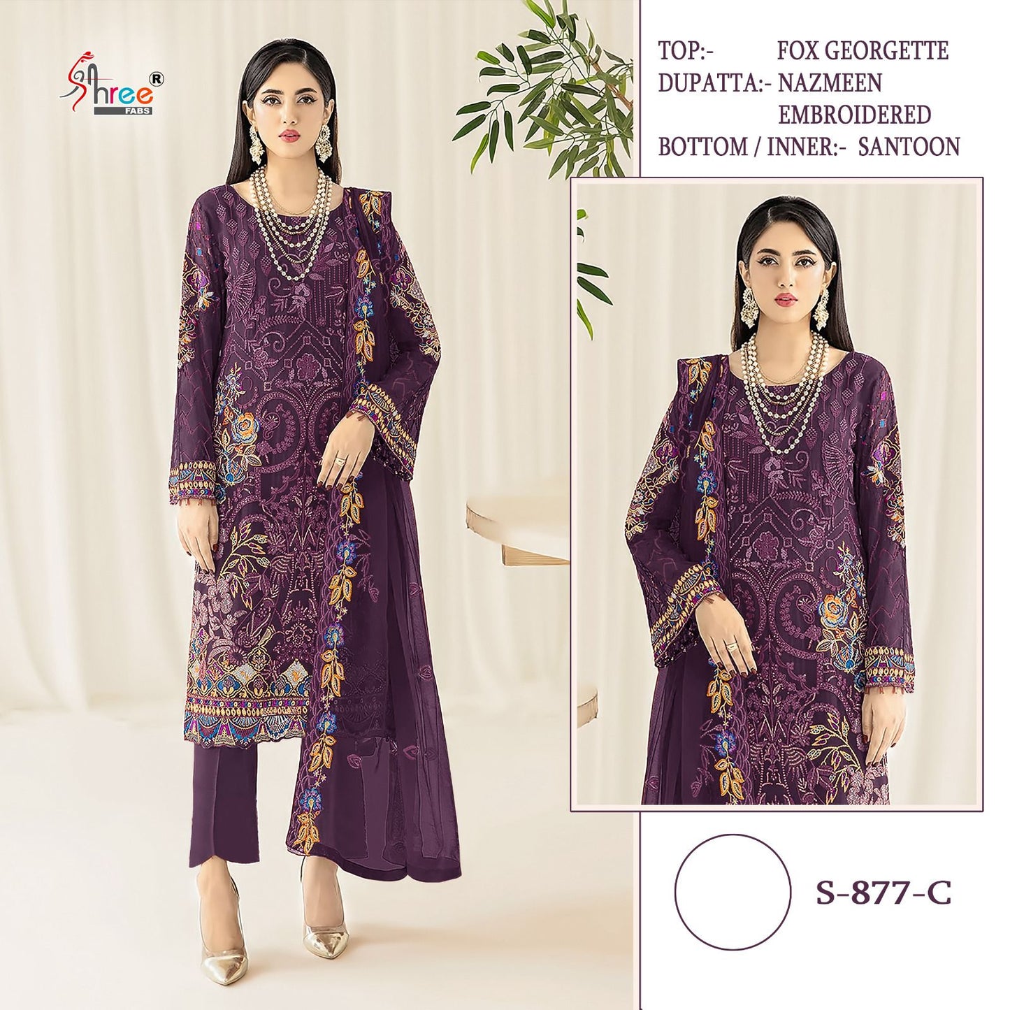 S-877 Shree Fabs Georgette Pakistani Salwar Suits