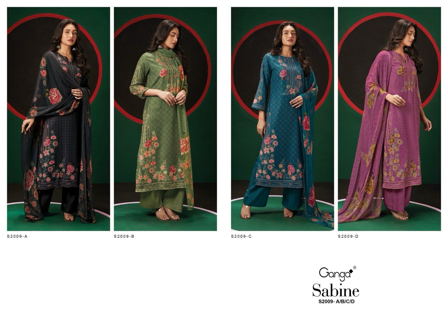 S2009-Abcd Sabine Ganga Pashmina Suits