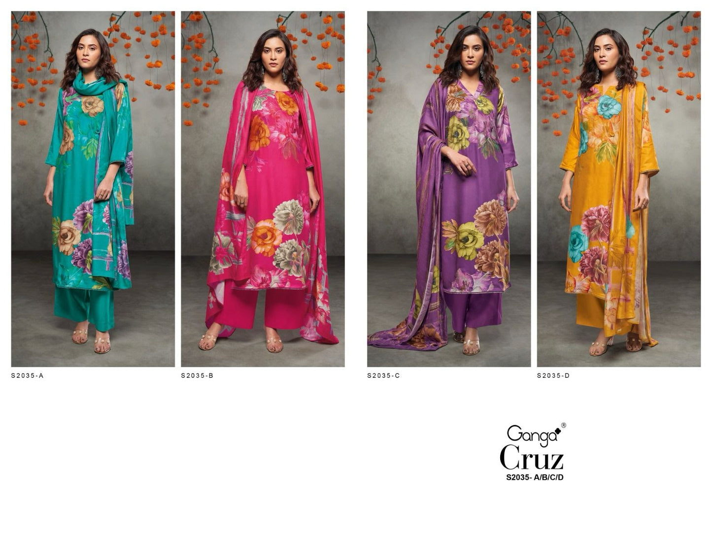 S2035-Abcd Cruz Ganga Pashmina Suits