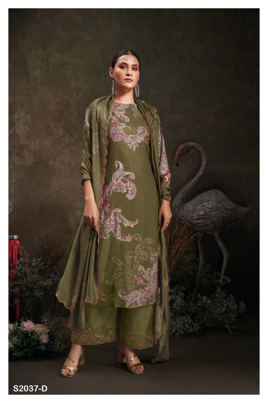 S2037-Abcd Saskia Ganga Wool Pashmina Suits