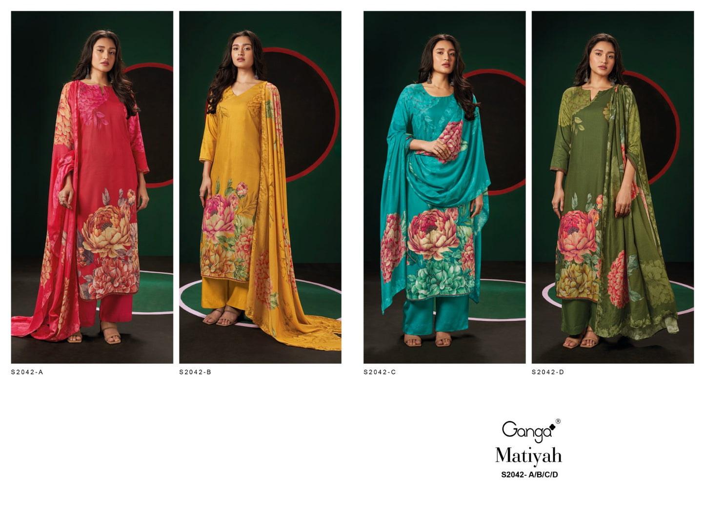 S2042-Abcd Matiyah Ganga Pashmina Suits