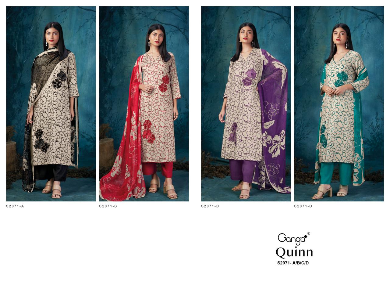 S2071-Abcd Quinn Ganga Pashmina Suits