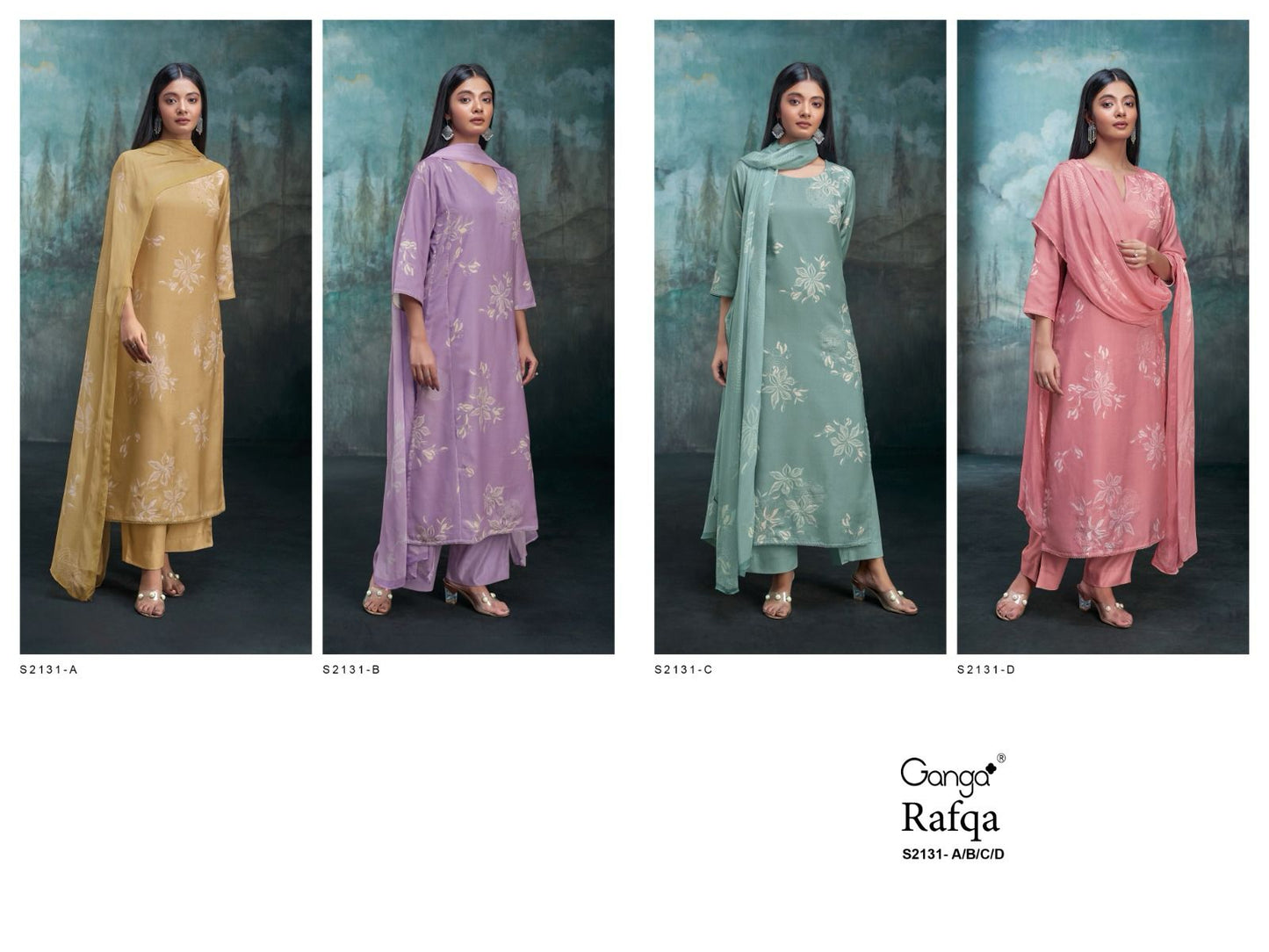 S2131-Abcd Rafqa Ganga Pashmina Suits