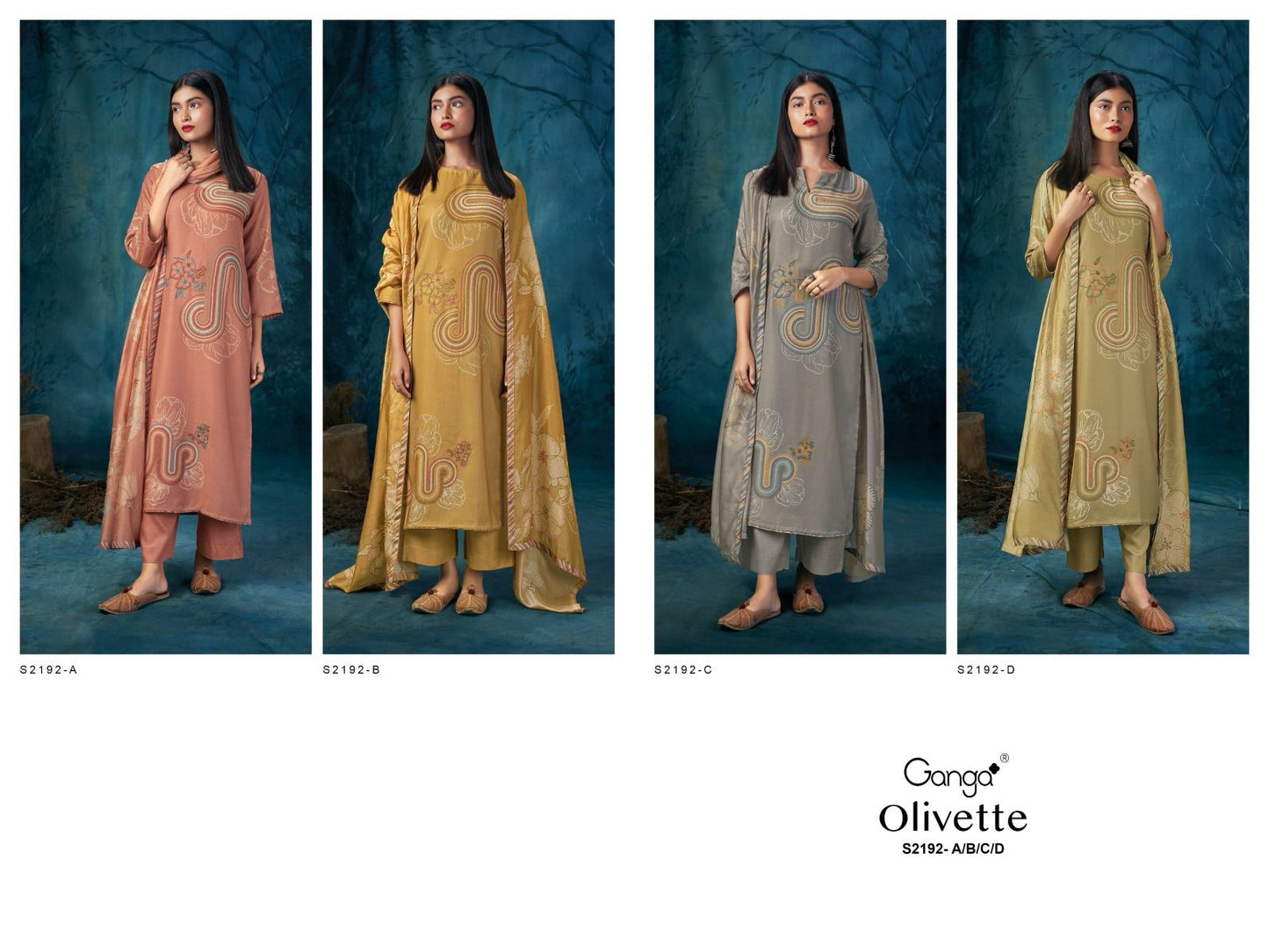 S2192-Abcd Olivette Ganga Pashmina Suits