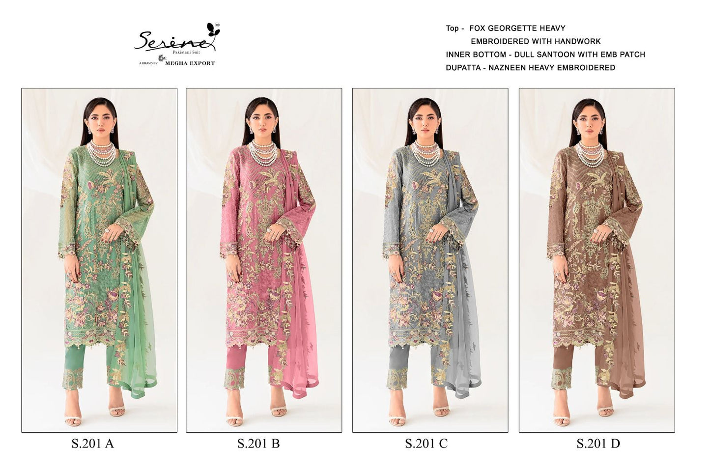 S 201 Serine Georgette Pakistani Salwar Suits
