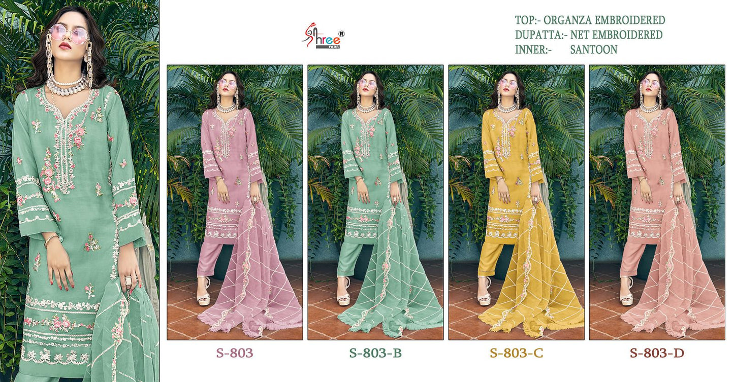 S 803 Shree Fabs Organza Pakistani Salwar Suits