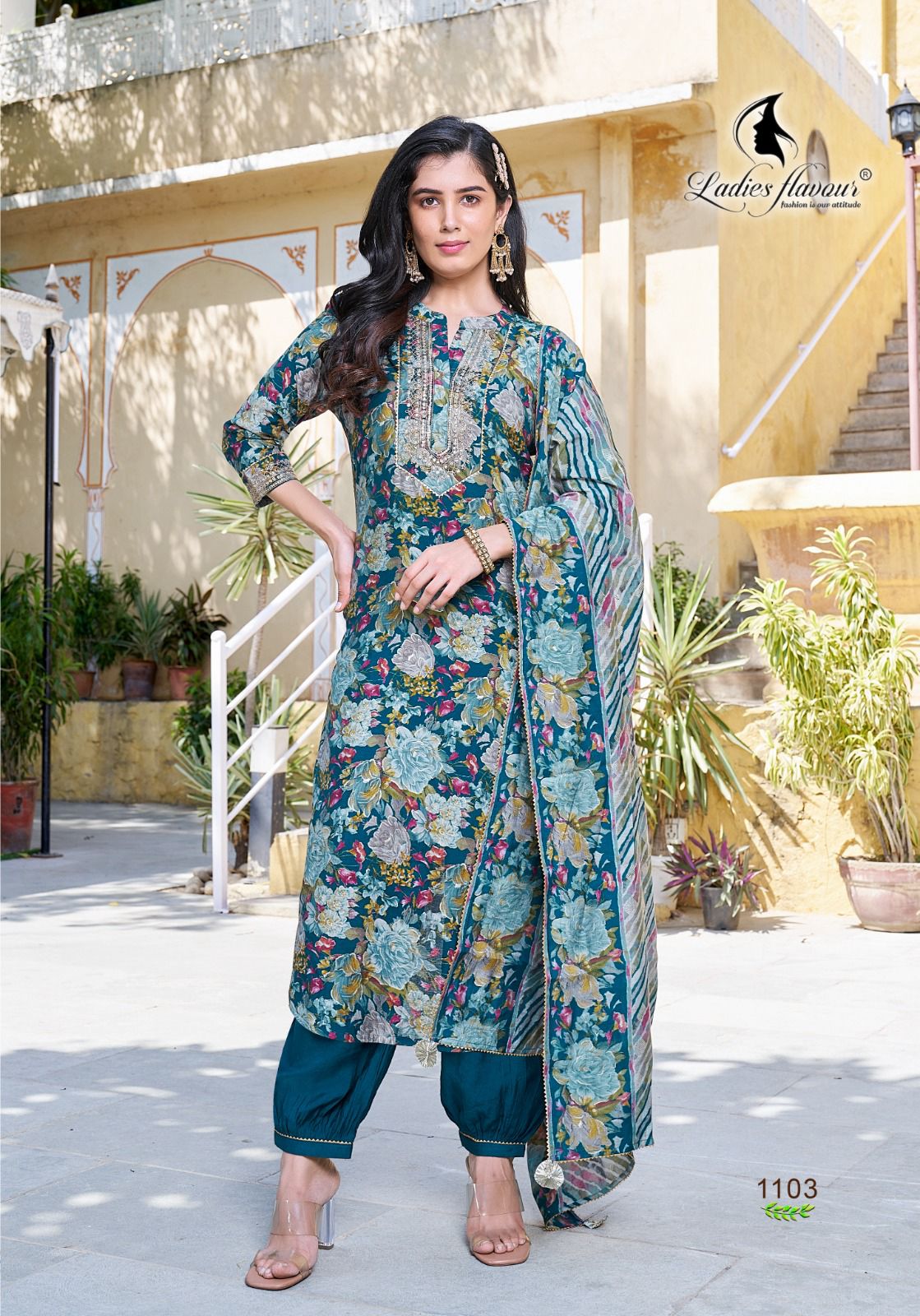 Saachi Ladies Flavour Chanderi Afghani Readymade Suit