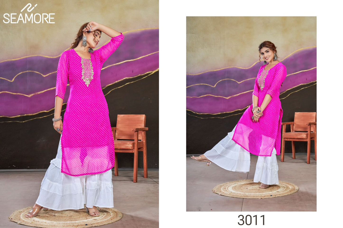 Sachi Two Seamore Georgette Long Straight Kurti