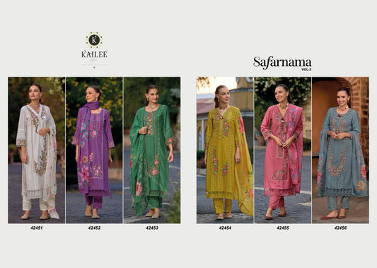 Safaranama Vol 3 Kailee Fashion Viscose Muslin Readymade Pant Style Suits