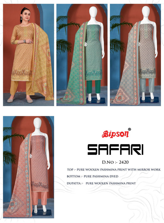 Safari-2420 Bipson Prints Woollen Pashmina Suits