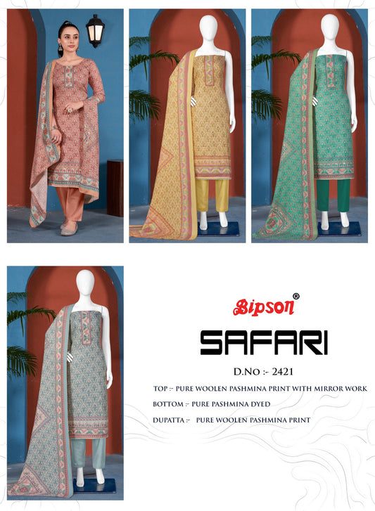 Safari-2421 Bipson Prints Woollen Pashmina Suits