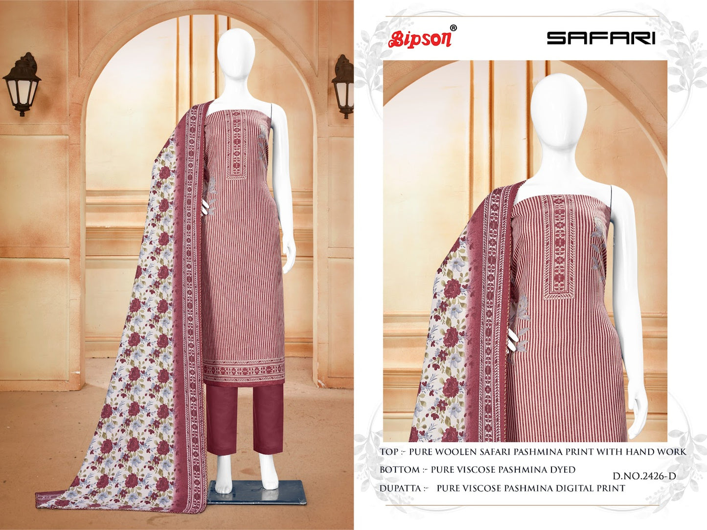 Safari-2426 Bipson Prints Wool Pashmina Suits