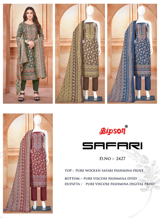 Safari-2427 Bipson Prints Woolen Pashmina Suits
