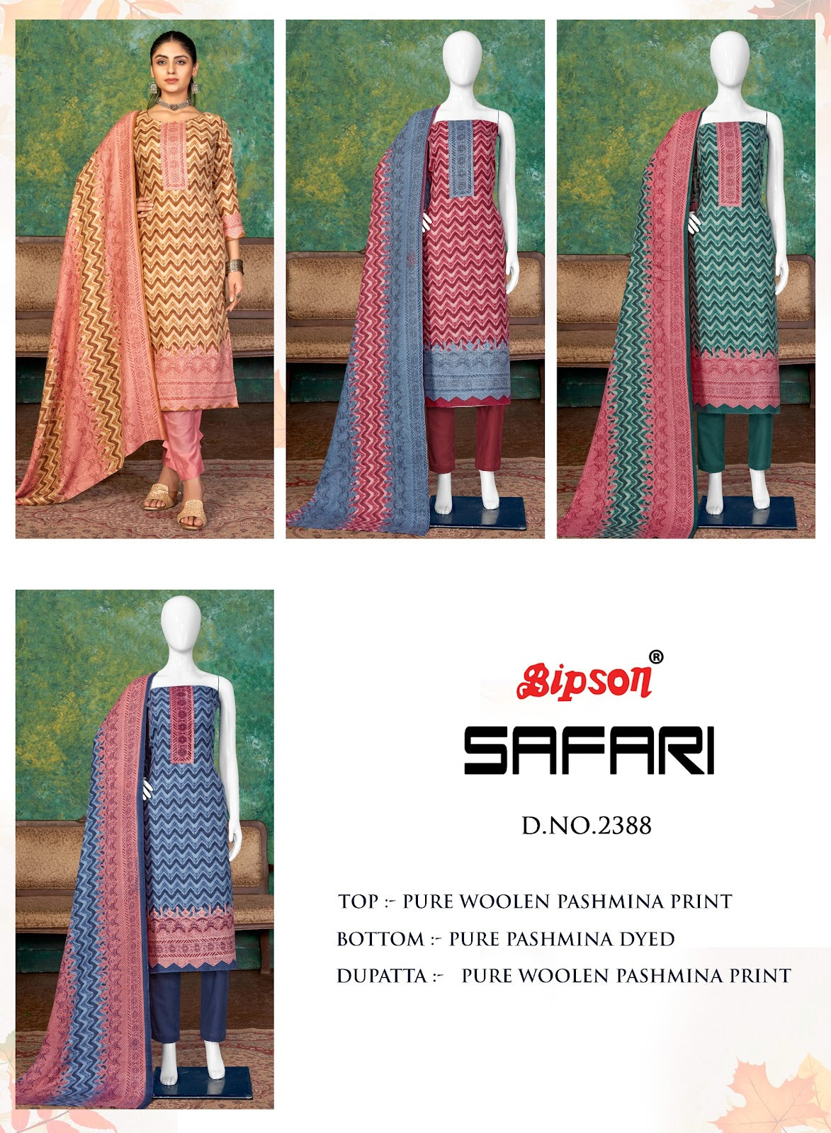 Safari 2388 Bipson Prints Woollen Pashmina Suits