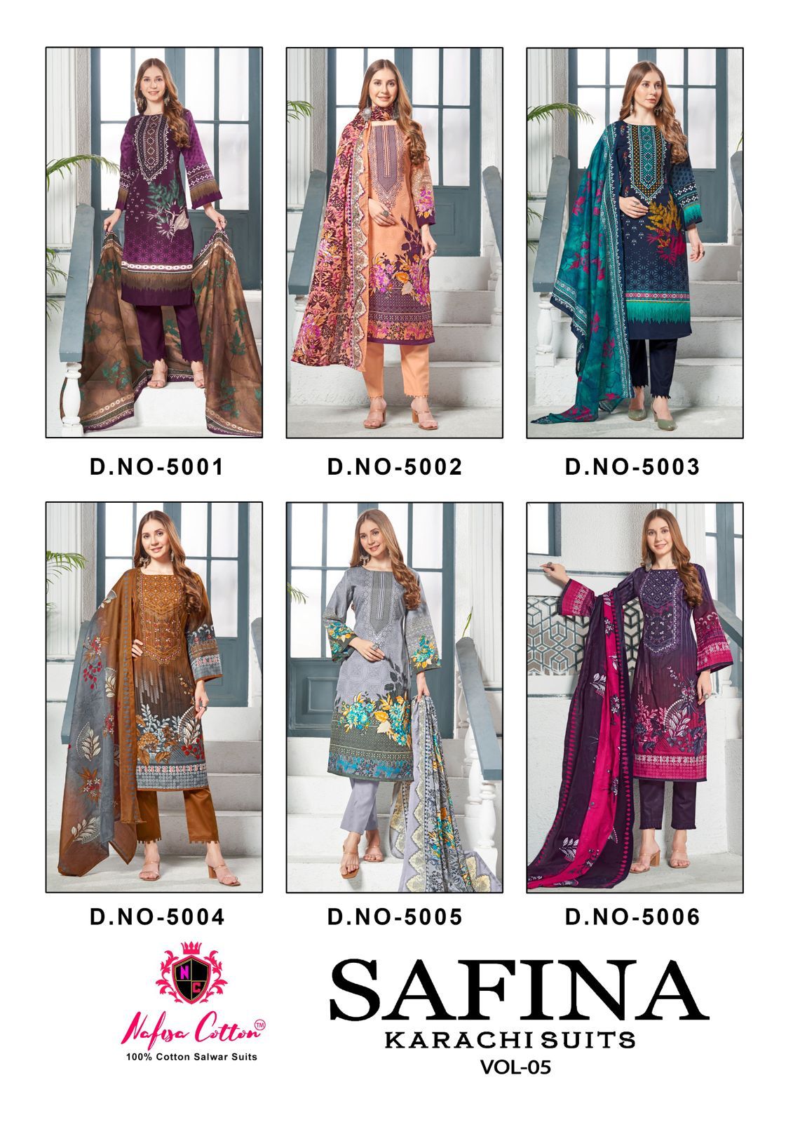 Safina Vol 5 Nafisa Cotton Karachi Salwar Suits
