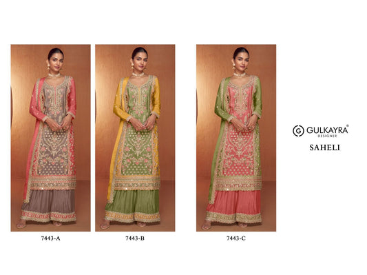 Saheli Gulkayra Designer Chinon Pakistani Readymade Suits