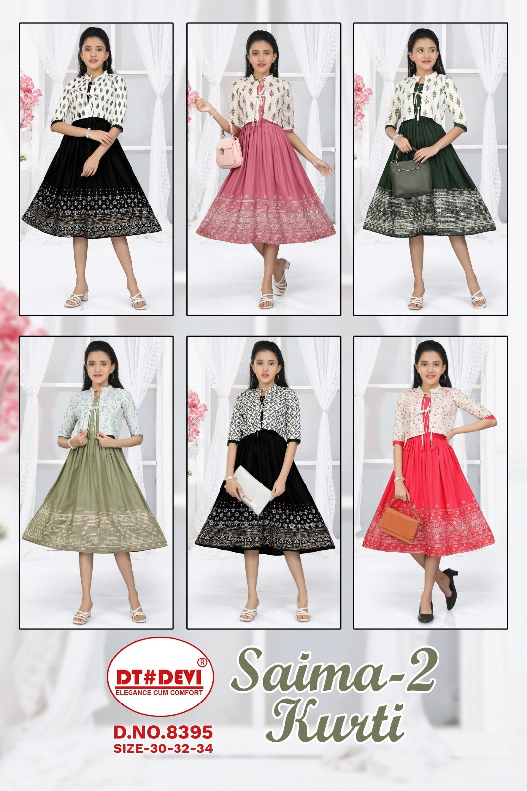 Saima-2-8395 Dt Devi Rayon Girls Anarkali Kurti