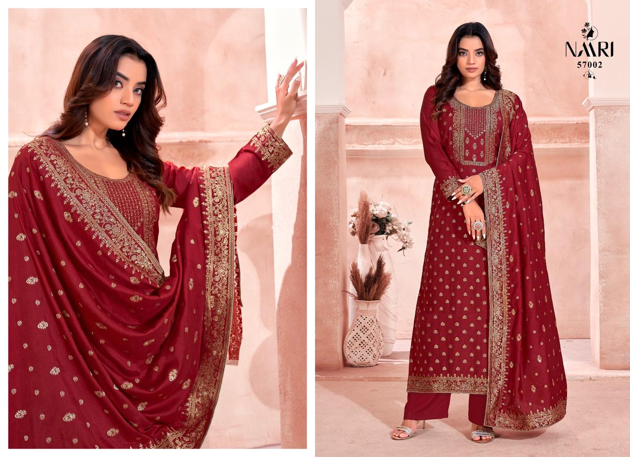 Salaar Naari Muslin Jacquard Plazzo Style Suits