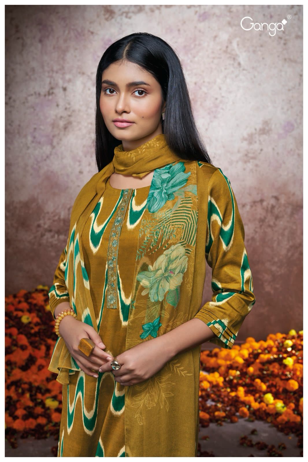 Sallie 2115 Ganga Cotton Silk Plazzo Style Suits