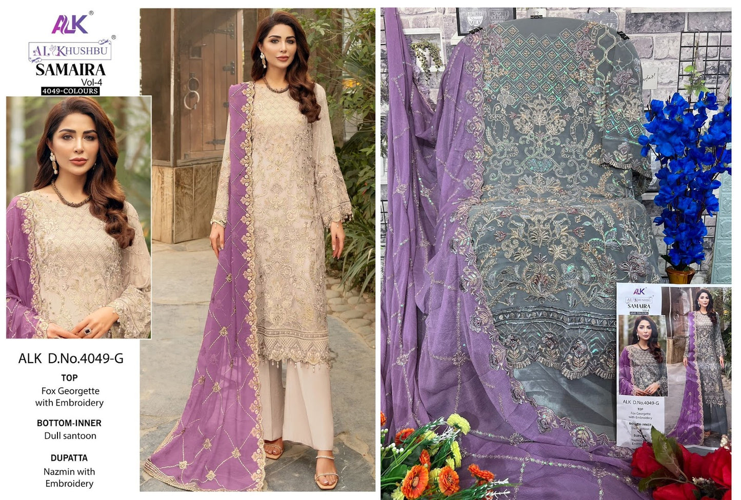 Samaira Vol 4-4049 Alk Georgette Pakistani Salwar Suits