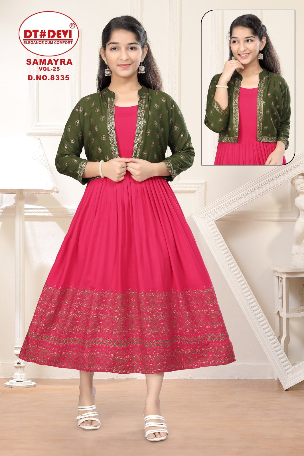Samayra Vol 25-8335 Dt Devi Rayon Girls Kurti Jacket Set
