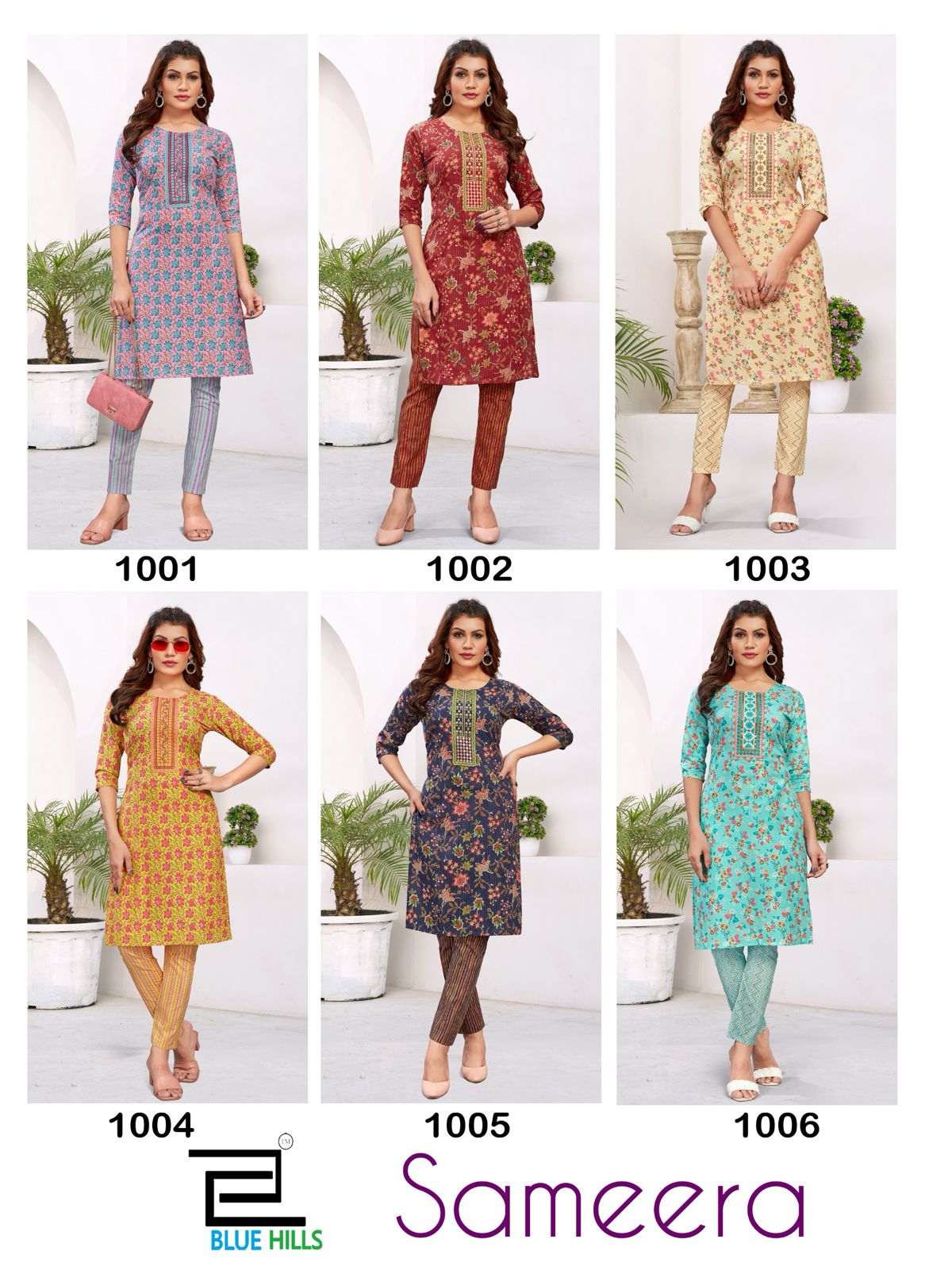 Sameera Blue Hills Cotton Kurti Pant Set