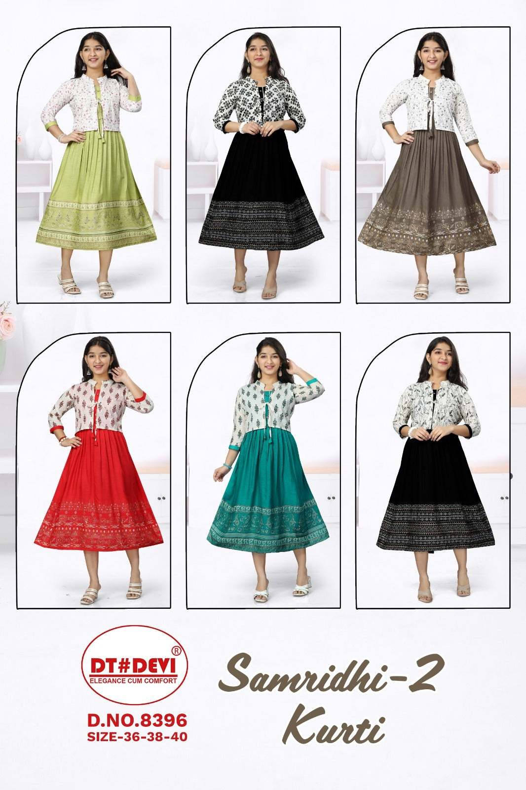 Samridhi-2-8396 Dt Devi Rayon Girls Anarkali Kurti