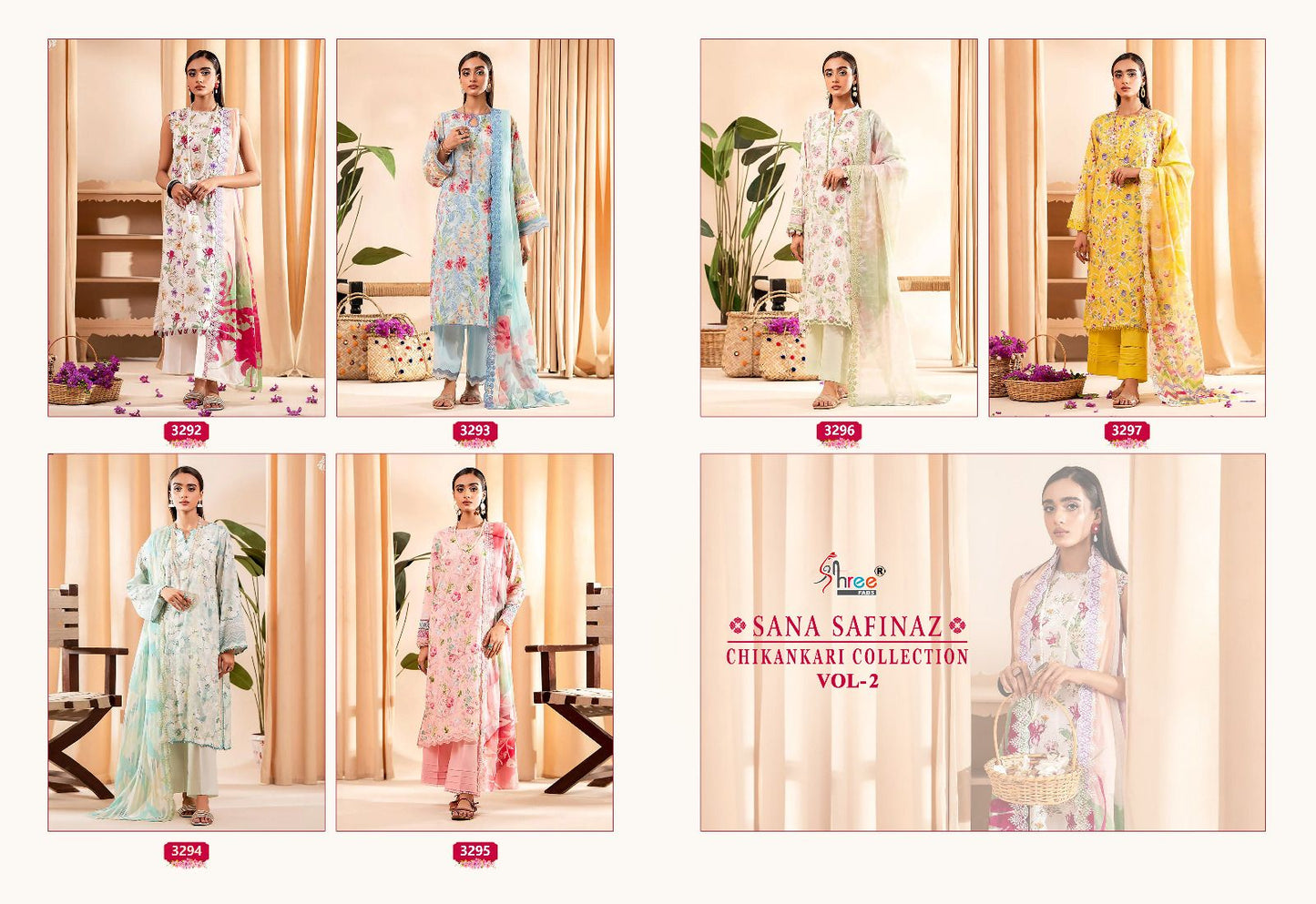 Sana Safinaz Chikankari Vol 2 Shree Fabs Cotton Pakistani Salwar Suits