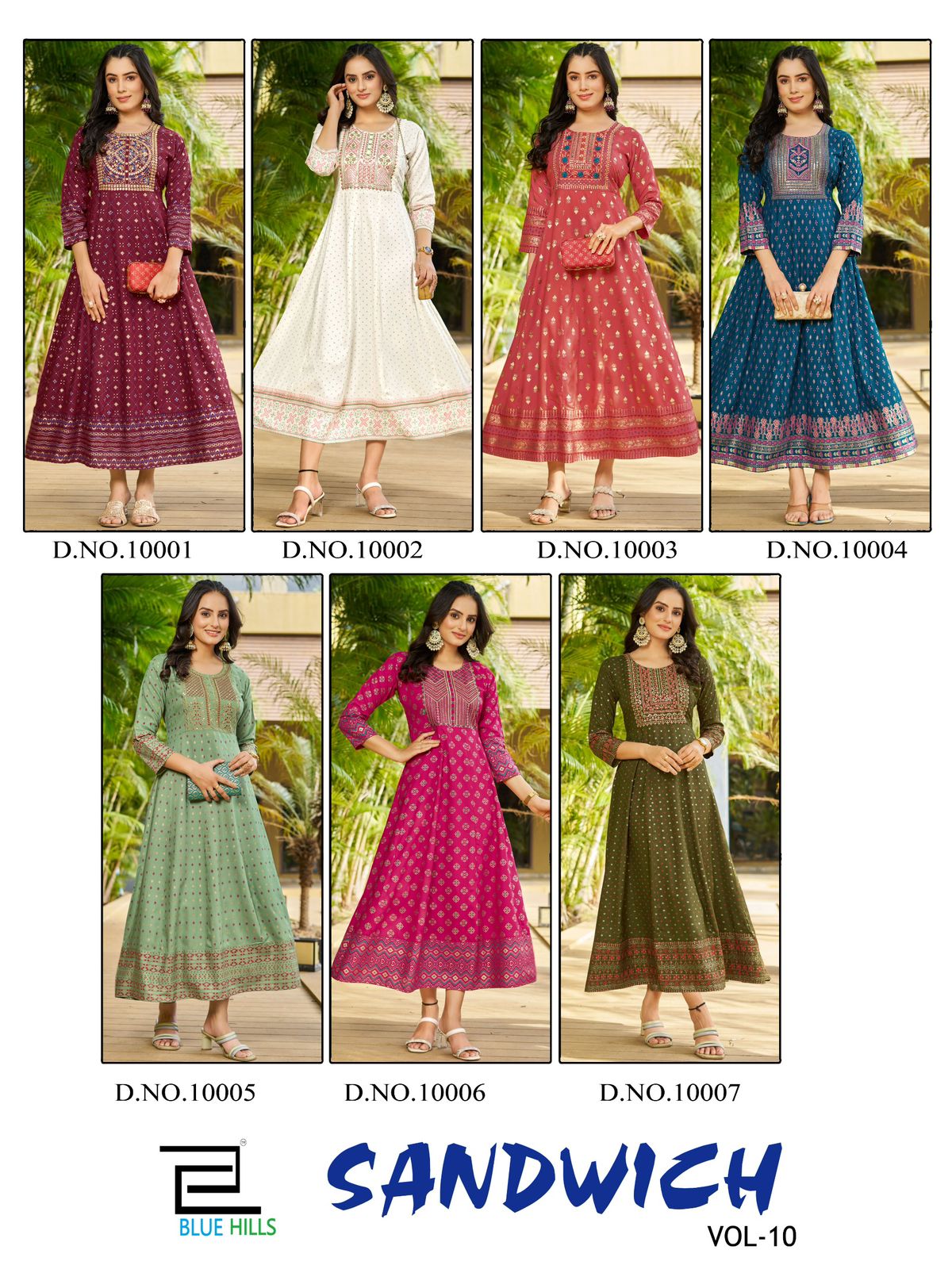 Sandwich Vol 10 Blue Hills Rayon 14Kg Anarkali Kurtis