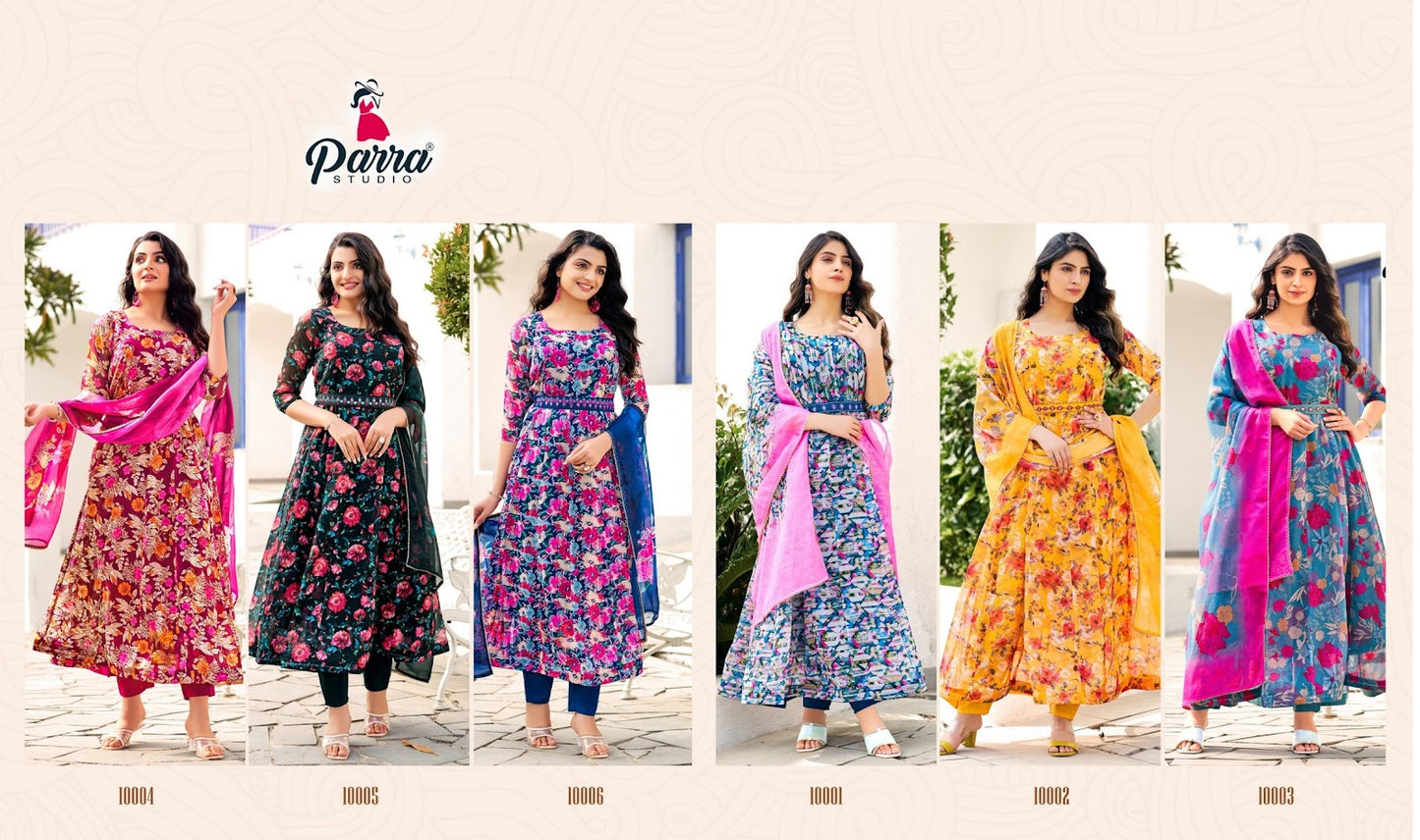 Sangam Parra Studio Organza Readymade Pant Style Suits