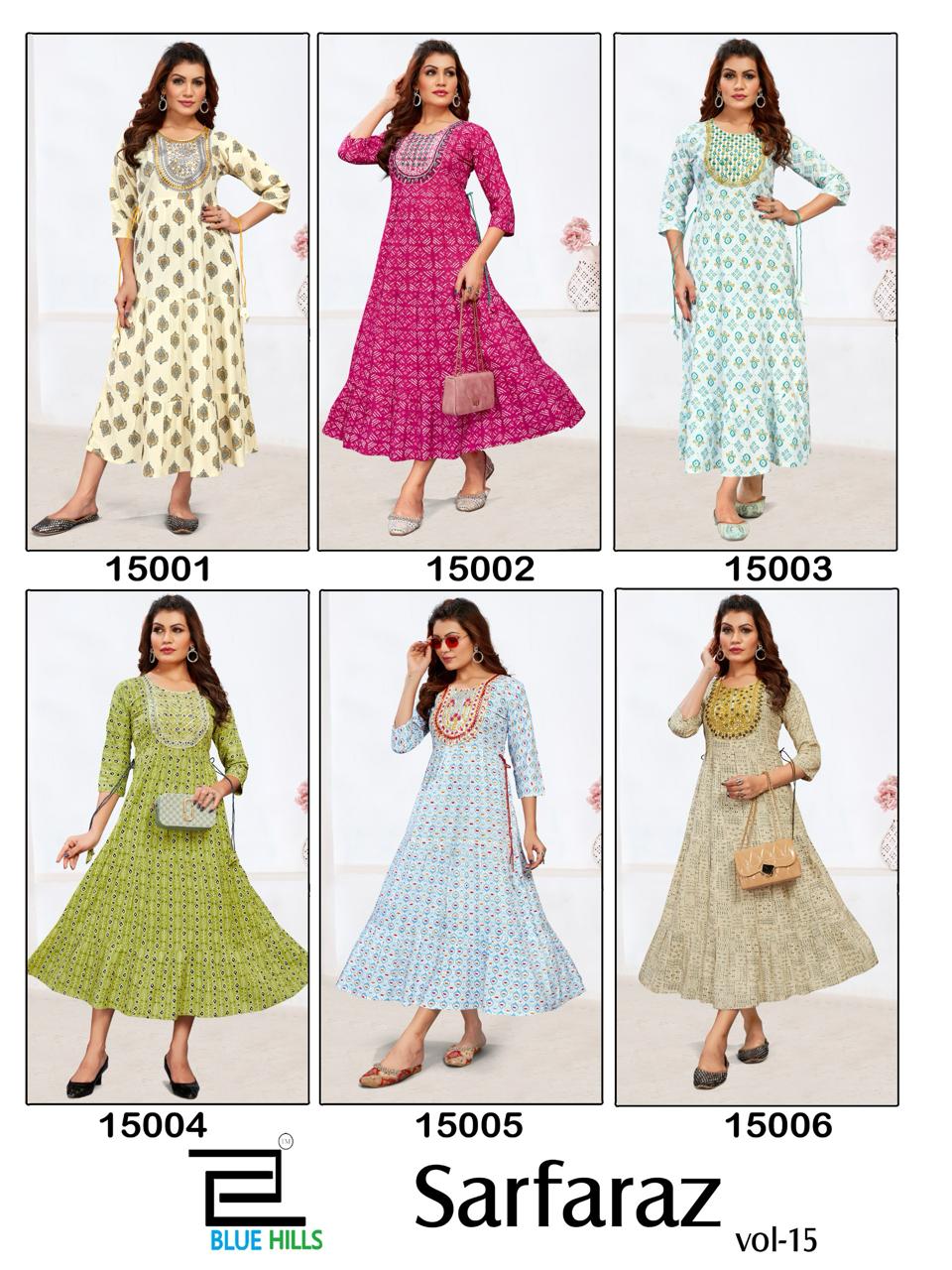 Sarfaraz Vol 15 Blue Hills Rayon One Piece