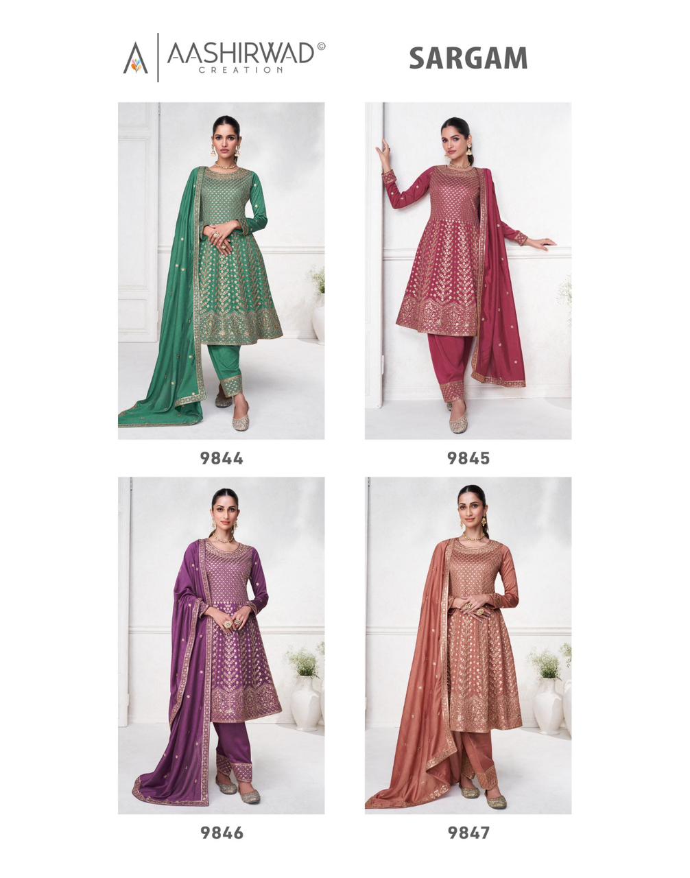 Sargam Aashirwad Creation Silk Readymade Pant Style Suits