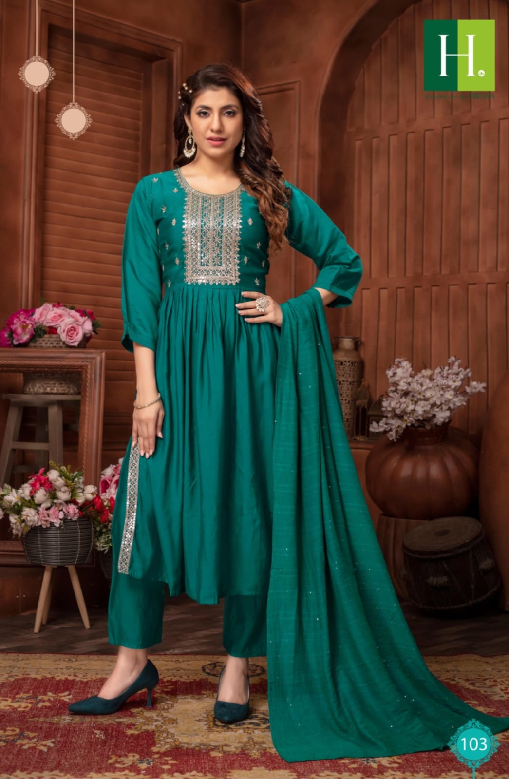 Sargam Vol 2 H Dot Silk Readymade Pant Style Suits